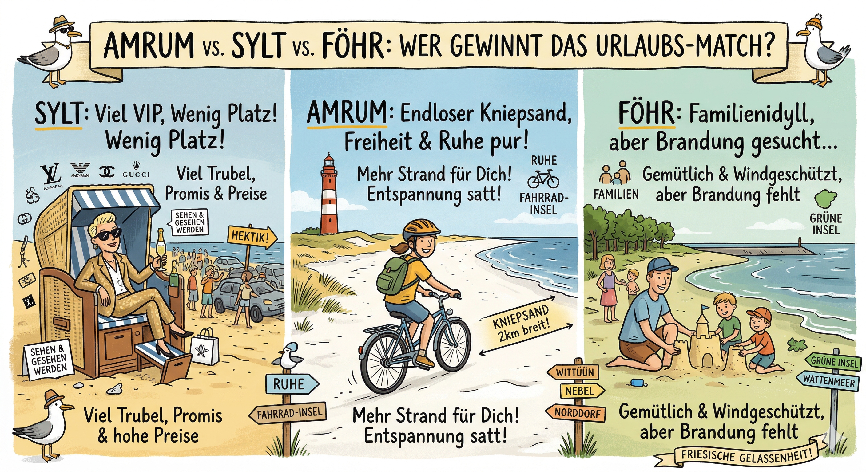 Amrum, Sylt oder Föhr. Wer gewinnt das Urlaubs-Match zur beliebtesten Nordseeinsel