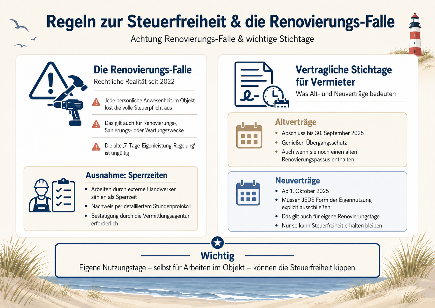 Regeln zur Steuerfreheit Infografik des Amrum Appartement Centrum